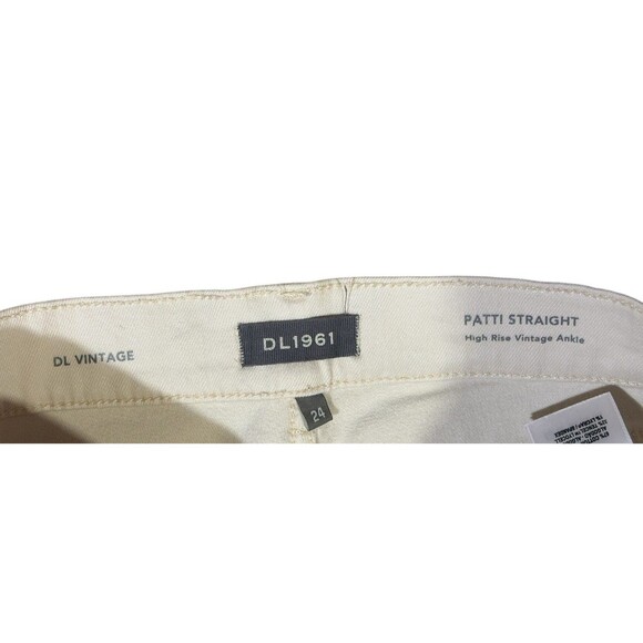 DL1961 Patti Straight High Rise Vintage Ankle Jeans Women’s Size 24 Ecru Raw Hem - Picture 3 of 12